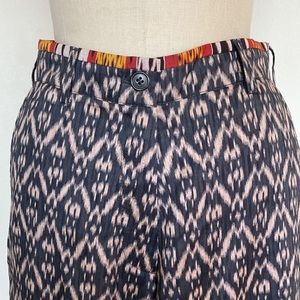 Dries Van Noten silk ikat pants high waist cropped wide leg, waistband = 30 1/2”